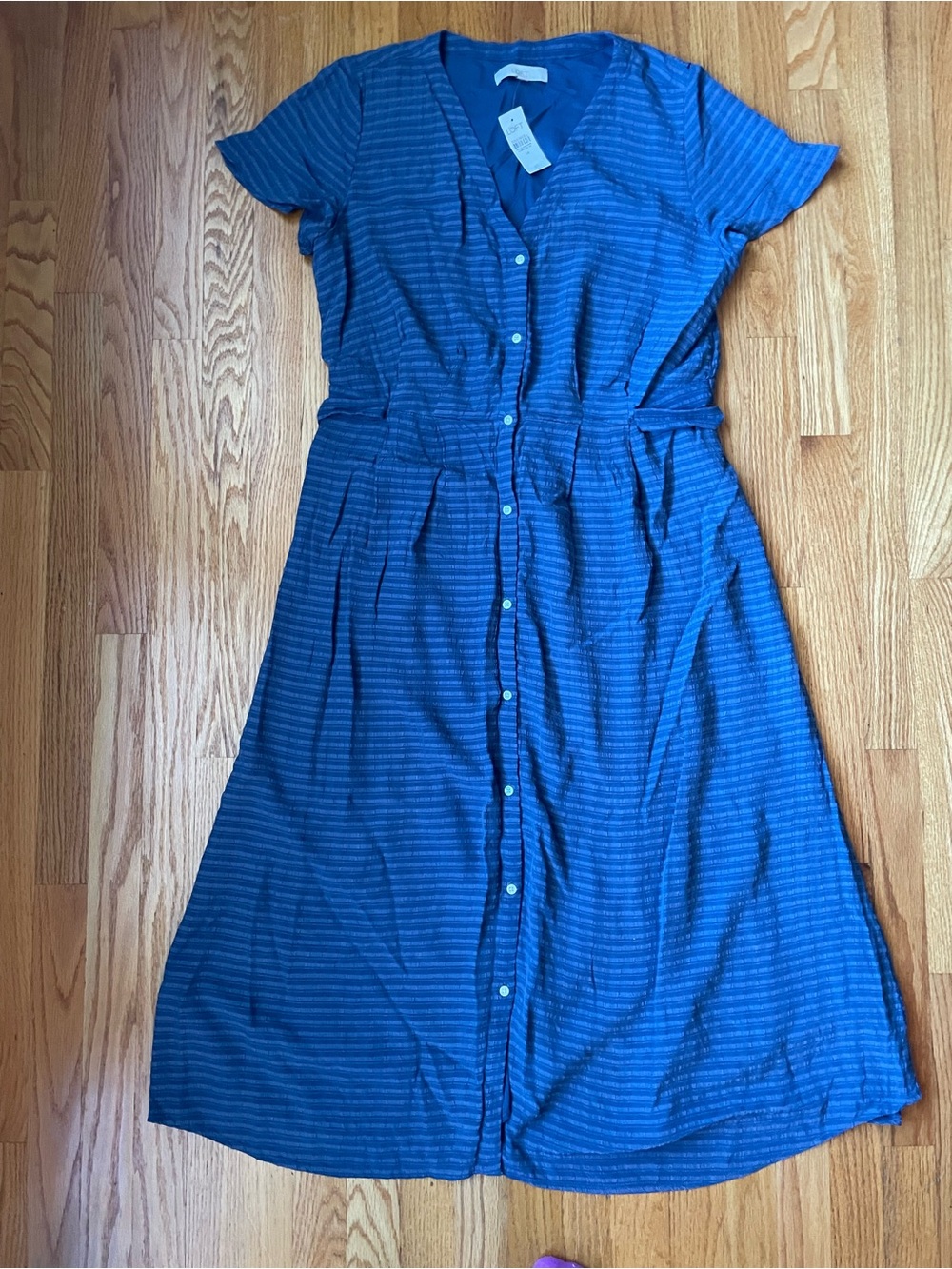NWT! LOFT Blue Stripe Button Down Maxi Dress